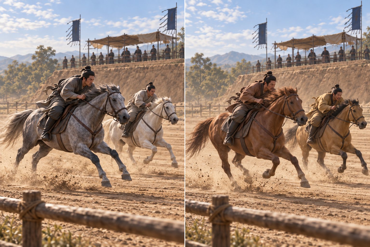 Two illustrated races show Tian Ji's upper and middle horses winning their matchups.